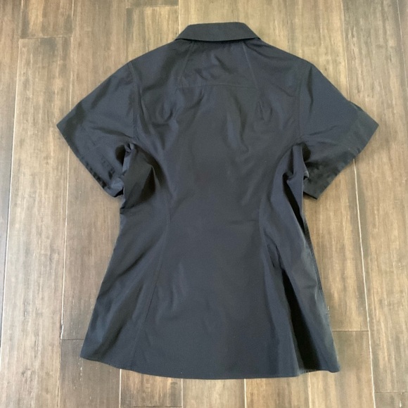 ESSE Studio Italian Cotton Black Short Sleeve Button Front Shirt Size 8 - Picture 5 of 9
